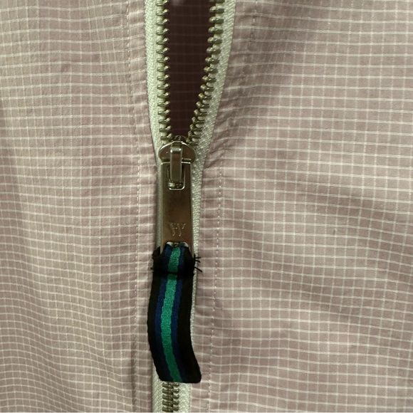 Houston White Lightweight Ribstop Windowpane Bomber Jacket Size L Purple & White - Picture 4 of 6